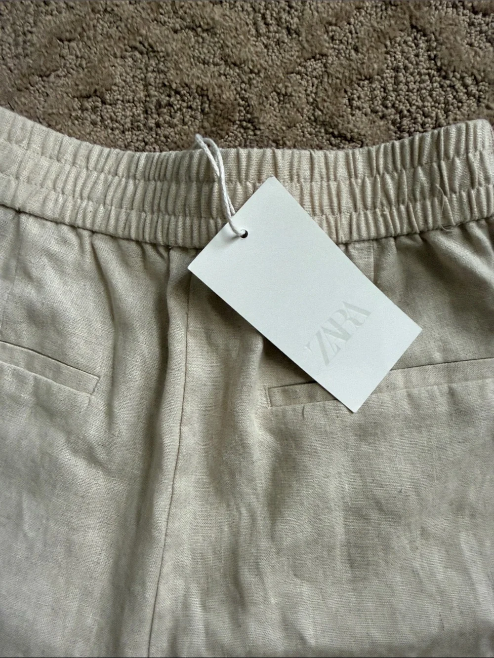 Zara Cream Wide-Leg Pull-On Pants